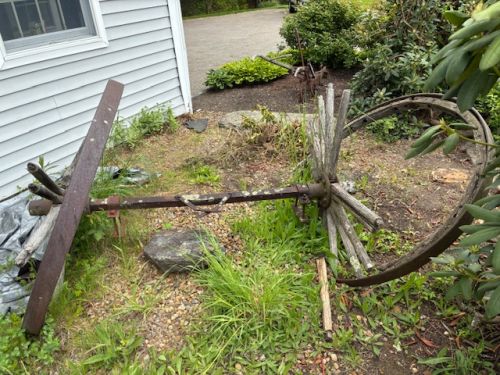 Antique Wooden Spoked Wagon Wheels W/axle ( Horse-powered )